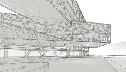 Modern architecture 3d illustration 