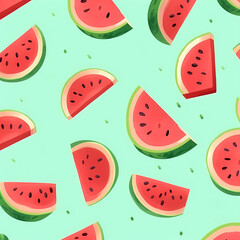 pattern of watermelon slices isolated cartoon style generative ai