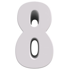 3d white number 8