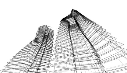 Modern architecture 3d illustration 