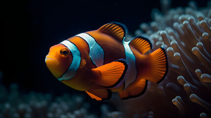 Obraz na płótnie Canvas Clownfish in the Marine Realm. Generative AI
