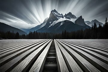 wooden bridge over the lake Generator AI