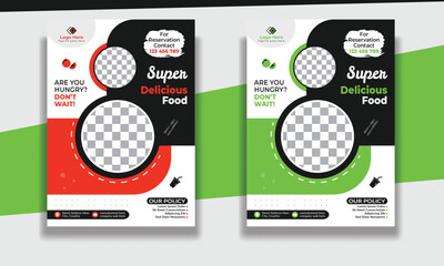 Fast Food Flyer Design Template cooking, restaurant menu, food ordering, Pizza, Burger, French fries and Soda. Vector illustration for banner, poster, flyer, cover, menu, brochure.