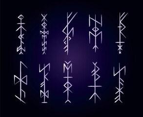 Full editable collection of norse symbols as goddess, witch, skadi, hel, freya and more.	
 - obrazy, fototapety, plakaty