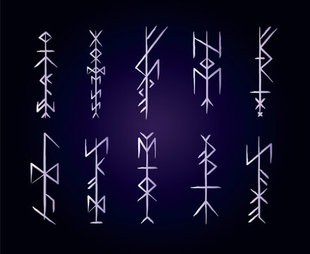 Full editable collection of norse symbols as goddess, witch, skadi, hel, freya and more.	
