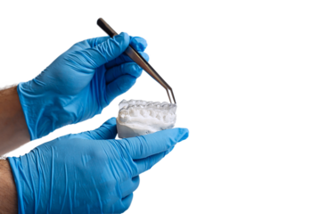 Orthodontic dental theme on blue background.Transparent invisib