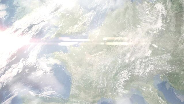 Zoom in from space and focus on Meudon, France. 3D Animation. Background for travel intro. Elements of this image furnished by NASA