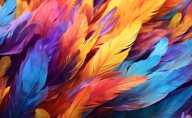 Colorful Feathers Detailed Abstract Texture. Generative AI.