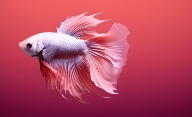 Raspberry Blush Betta fish against a Raspberry Blush background. Generative AI.