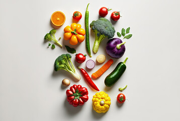 Fresh vegetables for cooking. Set of juicy vegetables on white background. Generated AI.