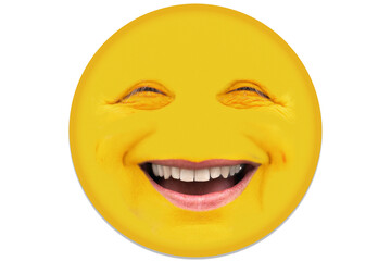 Lachendes Gesicht eines Mannes in gelbem  Kreis