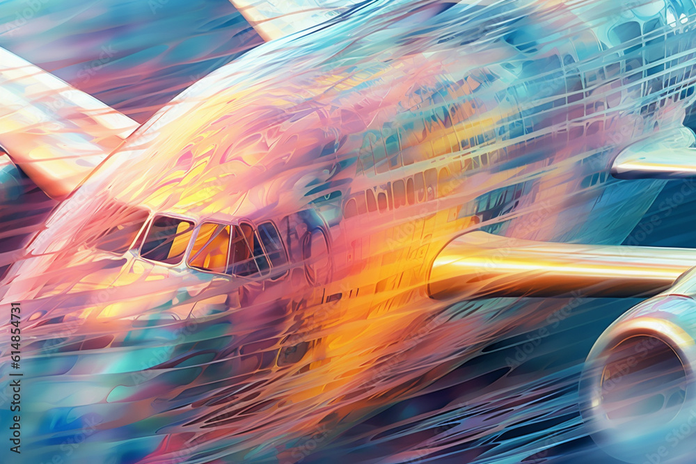 Leinwandbilder  An artistic representation of abstract airplanes in the form of transparent layers or overlapping shapes.  Generative AI technology.