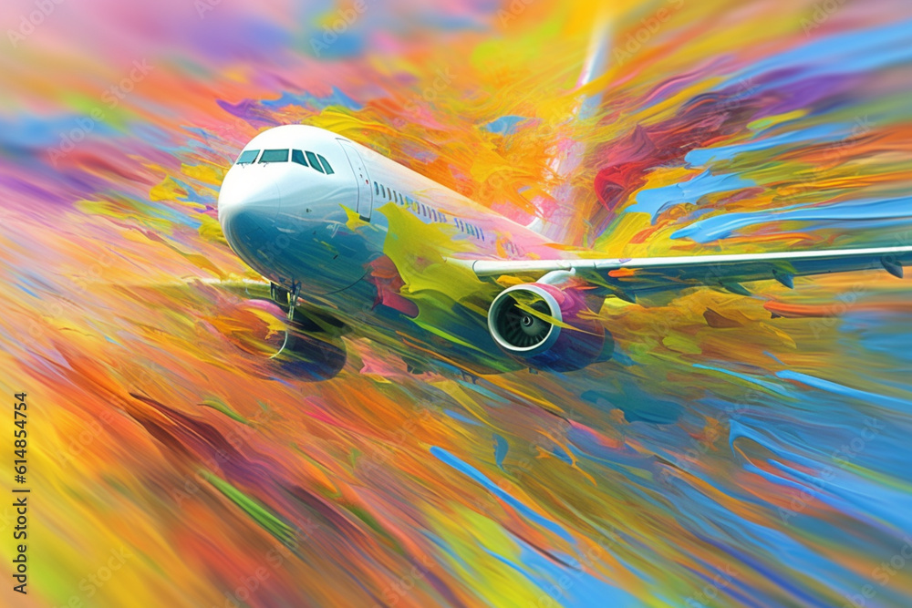 Leinwandbilder an artistic representation of abstract airplanes in motion, with dynamic brushstrokes and energetic 