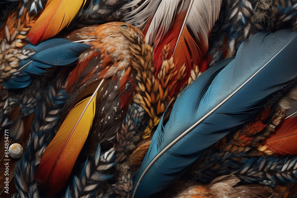 Poster  A mixed-media artwork combining textured elements, such as feathers or fabric, with words and symbols associated with hope.  Generative AI technology.