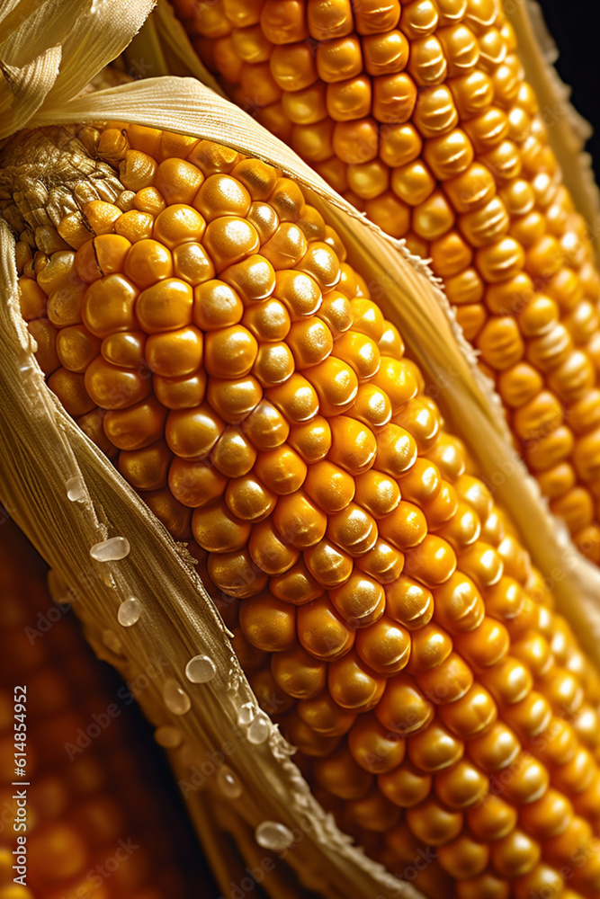 Aufkleber a macro photograph of maize corn silk, capturing its delicate strands and golden hue, adding a touch