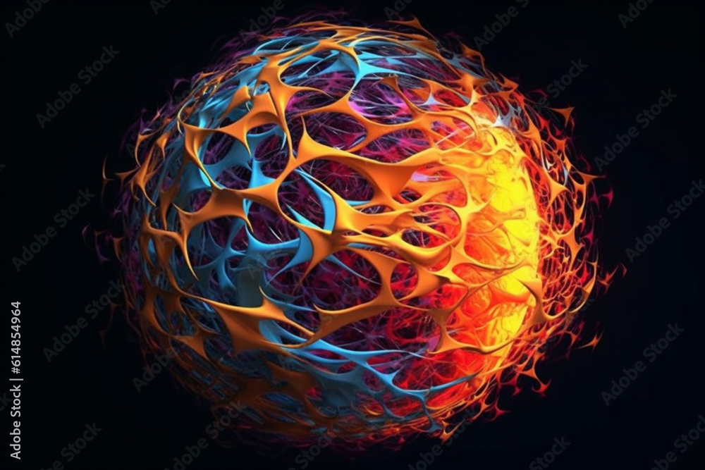 Leinwandbilder  A digital artwork of an abstract object composed of intricate lines and patterns, reminiscent of a complex network or system.  Generative AI technology.