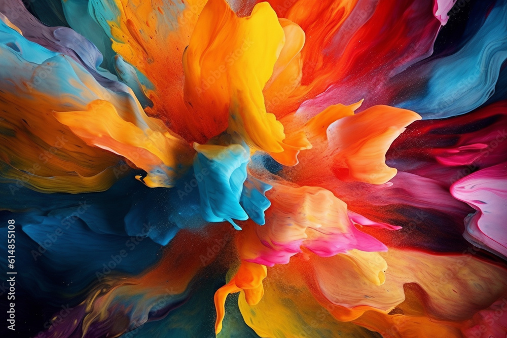 Poster an abstract painting with bold brushstrokes and contrasting colors, expressing the dynamic and energ