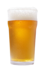 Cold glass of beer isolated on transparent background