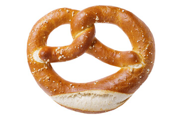 Bavarian pretzel isolated on transparent background, top view - 614855154
