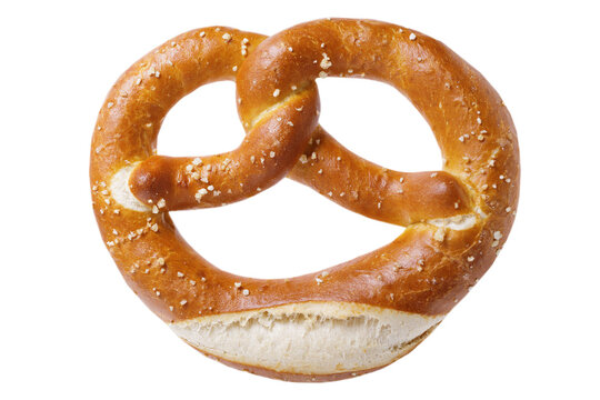 Bavarian pretzel isolated on transparent background, top view