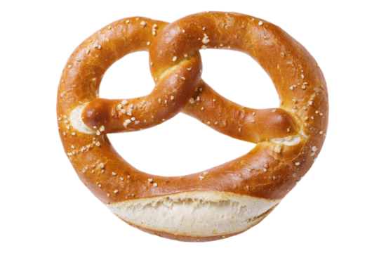 Bavarian pretzel isolated on transparent background, top view - Powered by Adobe
