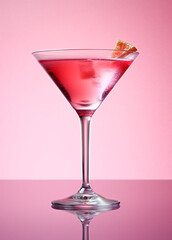 Cosmopolitan cocktail on light rustic background. Summer fresh pink cocktail. Generative AI