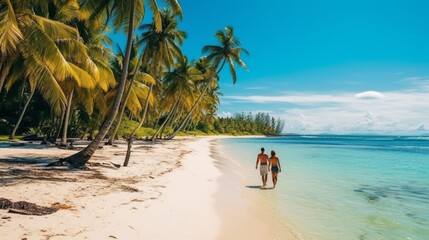Fototapeta na wymiar idyllic landscape of tropical beach in summer