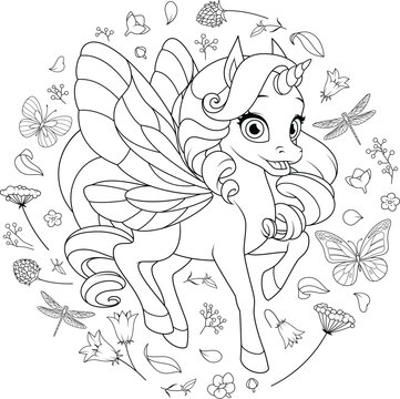 Cartoon Unicorn Vector Graphic