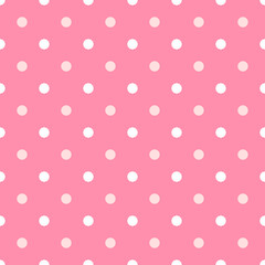 Pink and White Large Polka Dots Pattern Repeat Background