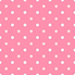 Pink and White Large Polka Dots Pattern Repeat Background