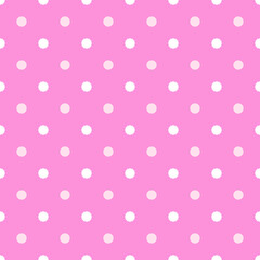 Pink and White Large Polka Dots Pattern Repeat Background