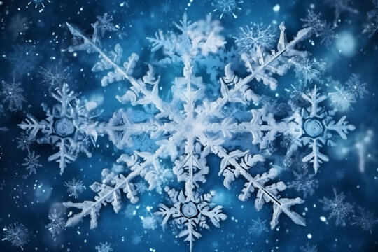 Snow texture Snowflakes , macro close-up. Christmas background concept. High quality illustration. AI Generative