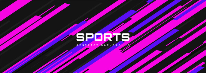 Modern sports banner design with diagonal black, pink and blue lines. Abstract sports background. Vector illustration © Biod