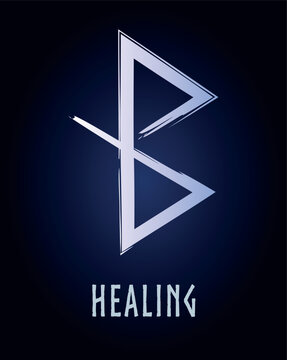 Hand drown full editable norse symbol for healing and regeneration.