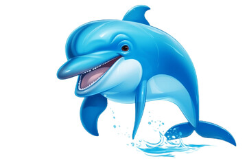 Cheerful Dolphin Cartoon Character on Transparent Background. AI
