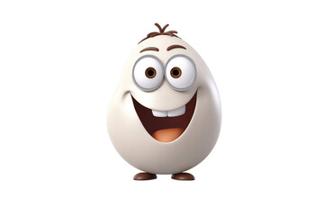 Cheerful Cartoon Egg Character on Transparent Background. AI