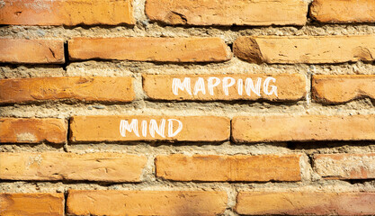 Mind mapping symbol. Concept words Mind mapping on beautiful brown bricks on a beautiful brick wall background. Business, support, motivation, psychological and mind mapping concept. Copy space.
