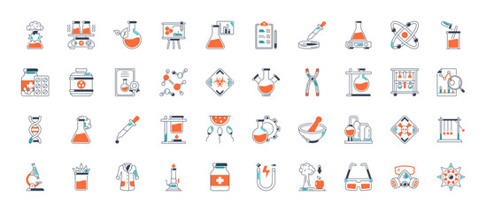 Set of biochemistry icons. Science, scientific activity elements - icon collection. Simple vector illustration.
 - obrazy, fototapety, plakaty