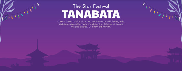 Tanabata or Star festival background banner, background, template Vector illustration. Chinese Valentine's Day. 
