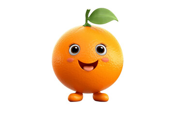 Cheerful Cartoon Orange Character on Transparent Background. AI