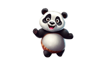 Cheerful Cartoon Panda Character on Transparent Background. AI