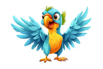 Cheerful Parrot Cartoon: Transparent Background. AI