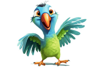 Cheerful Parrot Cartoon: Transparent Background. AI