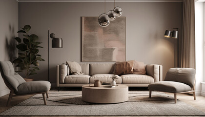 Modern luxury living room with elegant decor and comfortable sofa generated by AI