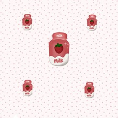 Cute pink strawberry milk background