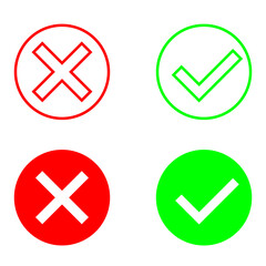 Ok vector icon set. Check mark illustration sign collection. Yes and no symbol or logo.