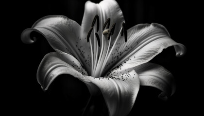 Freshness and fragility of a single daisy in monochrome beauty generated by AI