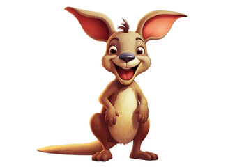 Cheerful Kangaroo Cartoon Character on Transparent Background. AI
