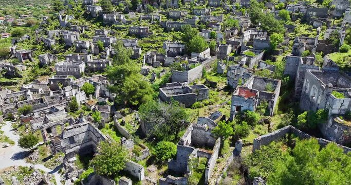 Kayak&ouml;y's Ghost Village from the Sky, Fethiye, Muğla, Turkey
