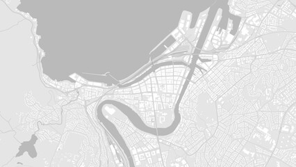 White and light grey Trondheim City area vector background map, roads and water cartography illustration.
